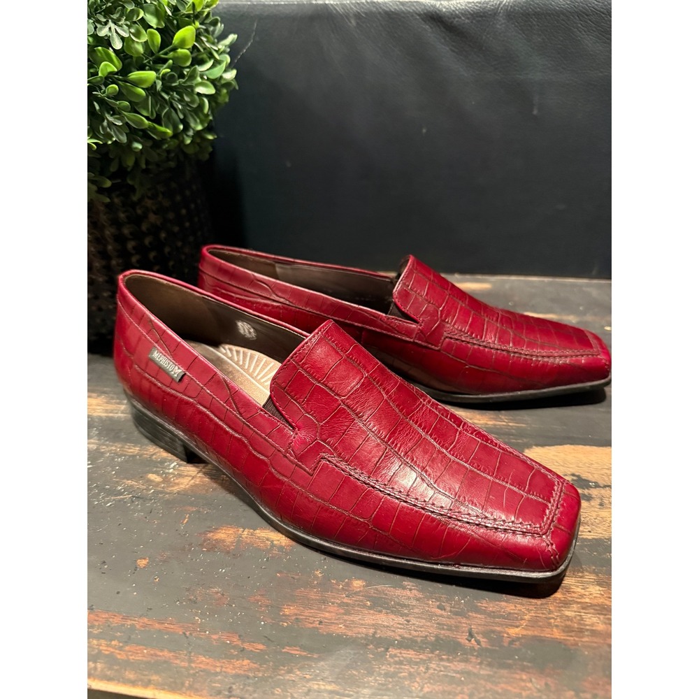 Mephisto Red Croc Embossed Genuine Leather Loafers – Women's 7 – Made in France